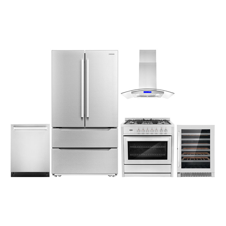 Cosmo 5 Piece Kitchen Appliance Package with French Door